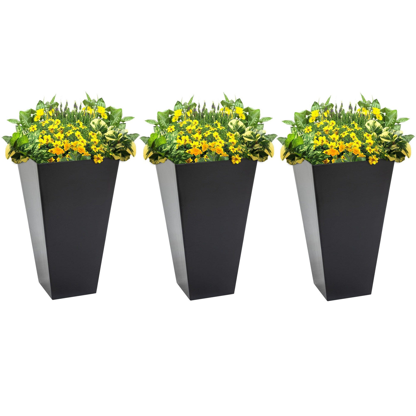 Outsunny 28 Tall Plastic Flower Pot, Set of 3, Large Outdoor & Indoor Plastic Garden Planters, for Entryway, Patio, Yard
