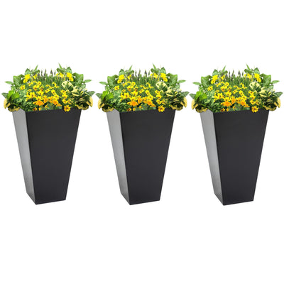 Outsunny 28 Tall Plastic Flower Pot, Set of 3, Large Outdoor & Indoor Plastic Garden Planters, for Entryway, Patio, Yard