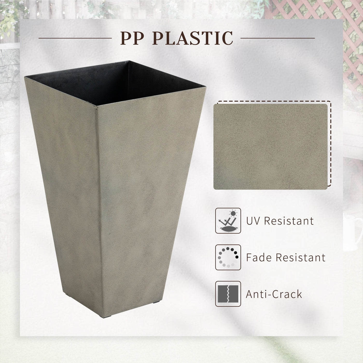 Outsunny 28 Tall Plastic Flower Pot, Set of 3, Large Outdoor & Indoor Plastic Garden Planters, for Entryway, Patio, Yard