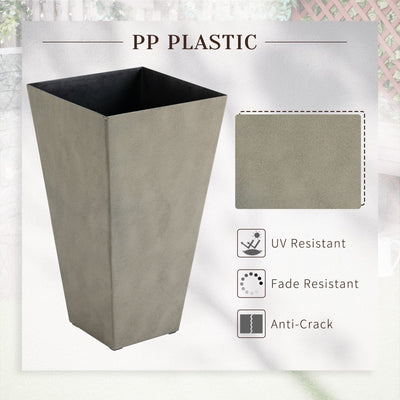 Outsunny 28 Tall Plastic Flower Pot, Set of 3, Large Outdoor & Indoor Plastic Garden Planters, for Entryway, Patio, Yard