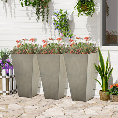 Outsunny 28 Tall Plastic Flower Pot, Set of 3, Large Outdoor & Indoor Plastic Garden Planters, for Entryway, Patio, Yard