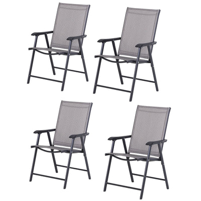 Outsunny 4-piece Folding Patio Chair Set with a Simple & Chic Design, Comfortable for the Deck, Garden, Yard & Travel