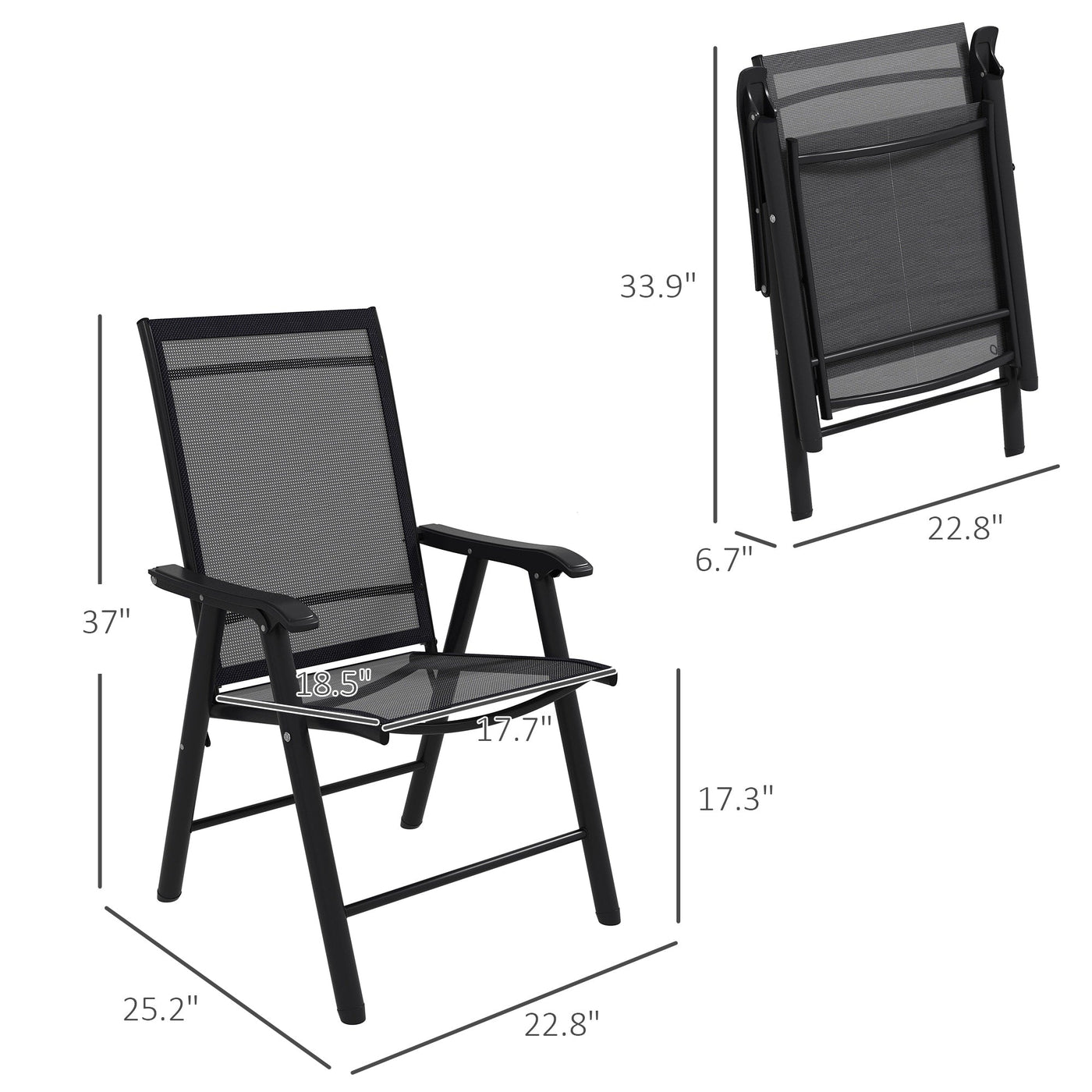 Outsunny 4-piece Folding Patio Chair Set with a Simple & Chic Design, Comfortable for the Deck, Garden, Yard & Travel