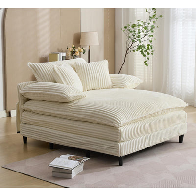 Oversized Chaise Lounge Fluffy Corduroy Sofa Bed Adjustable
