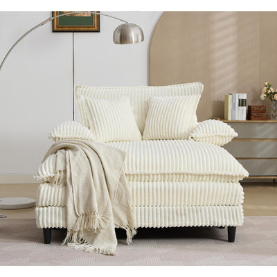 Oversized Chaise Lounge Fluffy Corduroy Sofa Bed Adjustable