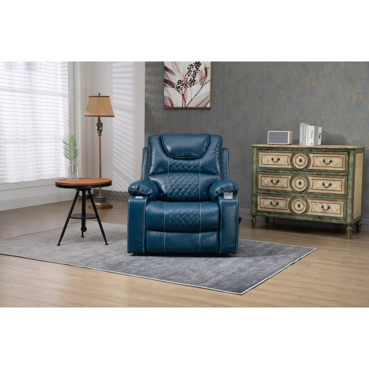 Oversized PU Leather Power Lift Recliner with Massage, Lumbar Heating, Cup Holder, 180¡ã Flat Lay