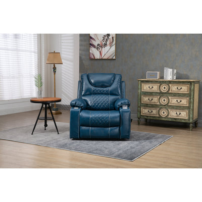 Oversized PU Leather Power Lift Recliner with Massage, Lumbar Heating, Cup Holder, 180¡ã Flat Lay