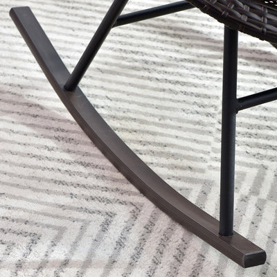 OVIOS 3-piece Patio Rocking Chair Bistro Set with Glass Coffee Table