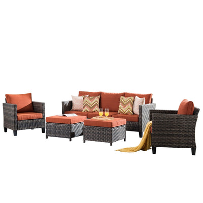OVIOS 5-piece Patio Furniture Wicker Outdoor High-back Seating Set