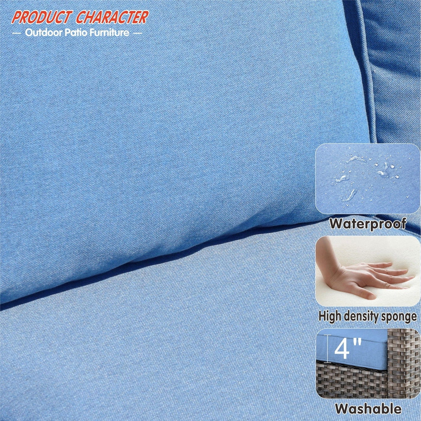 OVIOS 5-piece Patio Furniture Wicker Outdoor High-back Seating Set