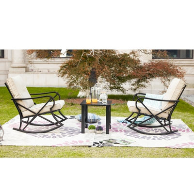 PATIO FESTIVAL 3-Piece Outdoor Rocker Conversation Set w/ Cushions