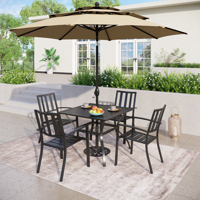 MAISON ARTS 10ft 3 Tier Auto-tilt Patio Umbrella Outdoor Double Vented Umbrella with LED Lights