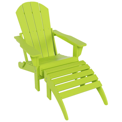 Polytrends Laguna Hdpe All Weather Outdoor Patio Foldable Adirondack Chair With Ottoman (2-Piece Set)