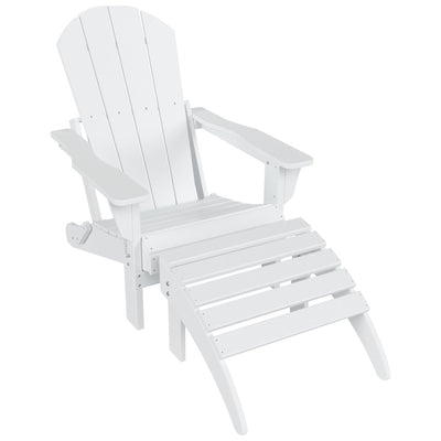 Polytrends Laguna Hdpe All Weather Outdoor Patio Foldable Adirondack Chair With Ottoman (2-Piece Set)