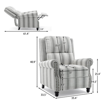Manual Pushback Recliner Chairs with Nailhead Trim