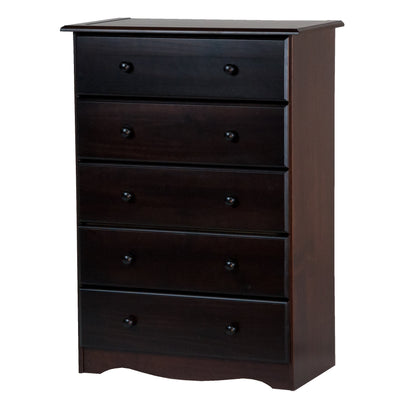 Palace Imports 100% Solid Wood 5-Drawer Chest with Metal or Wooden Knobs