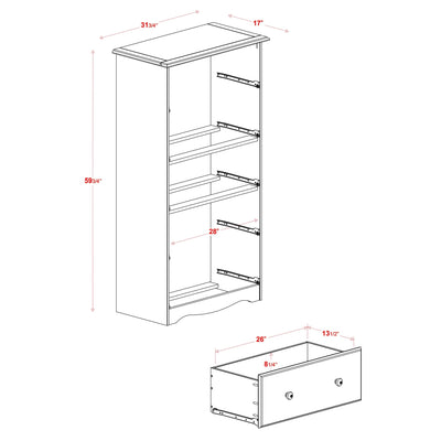 Palace Imports 100% Solid Wood 5-Jumbo Drawer Chest with Lock, Metal or Wooden Knobs