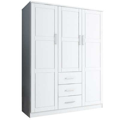 Palace Imports 100% Solid Wood Cosmo 3-Door Wardrobe Armoire with Solid Wood or Mirrored Doors