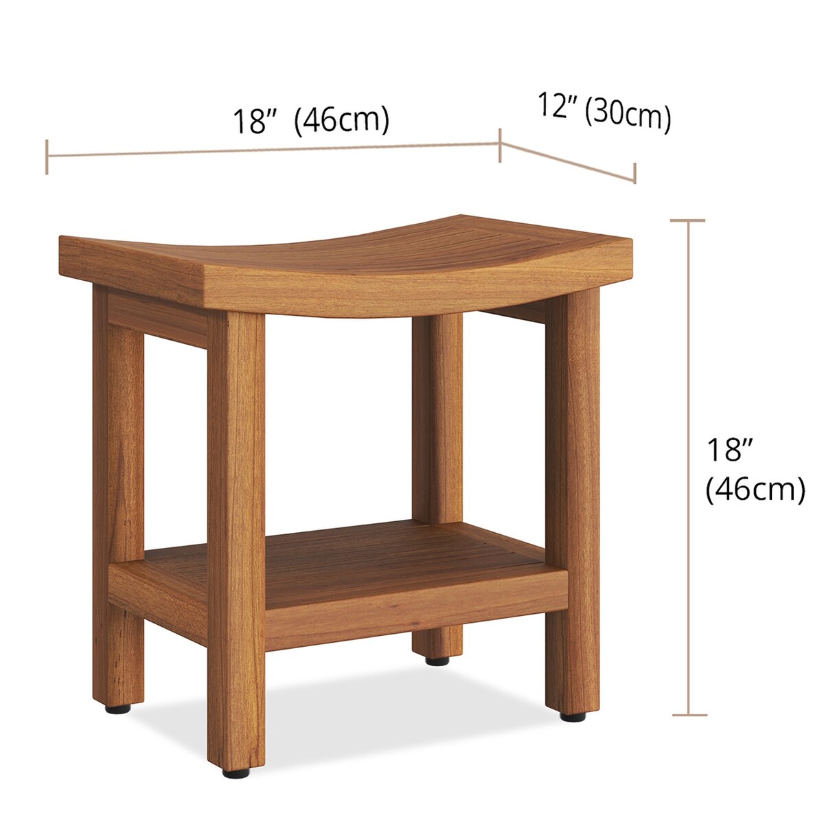 Patented Sumba Teak Shower Bench with Shelf