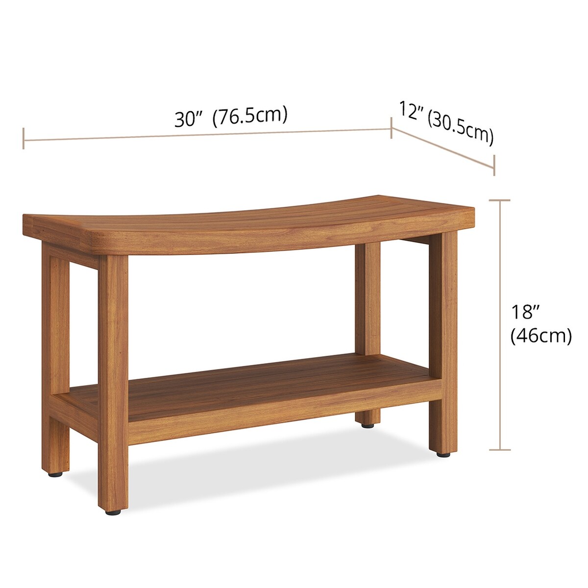 Patented Sumba Teak Shower Bench with Shelf