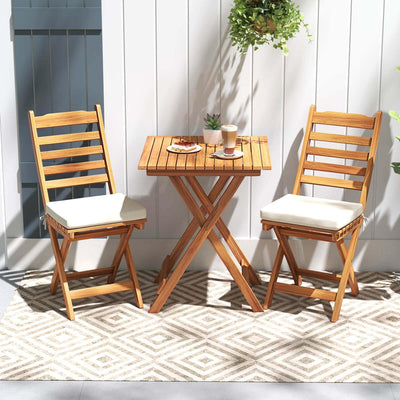 Patiojoy 3-Piece Folding Bistro Set with Removable Seat Cushions - See Details