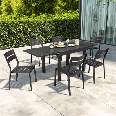 Pellebant 5/7/9-piece Aluminum Outdoor Dining Set Expandable Table and Stackable Chairs