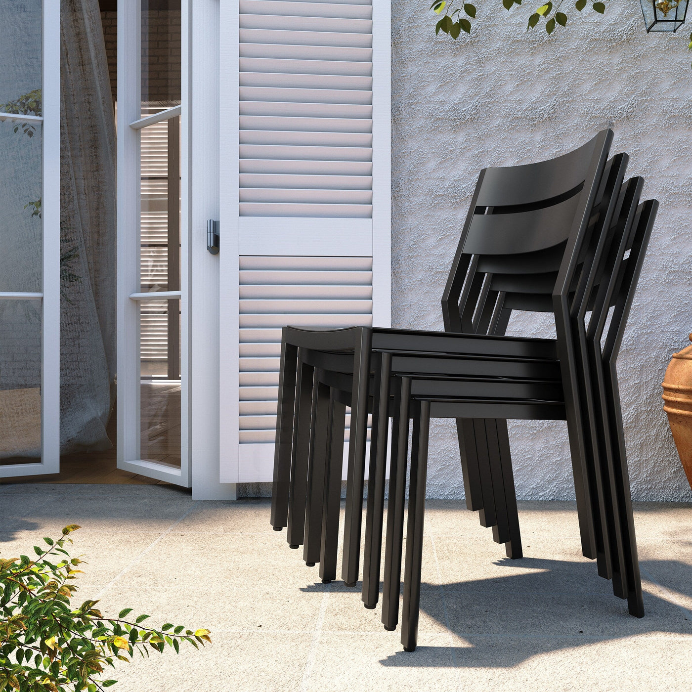 Pellebant 5/7/9-piece Aluminum Outdoor Dining Set Expandable Table and Stackable Chairs