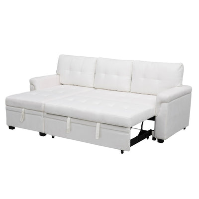Reversible Sectional Sofa with Pull-Out Sleeper Bed, Hidden Storage Chaise, Durable Legs,