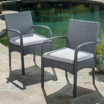 Peterson Outdoor 3-piece Wicker Bistro Set with Cushions by Christopher Knight Home