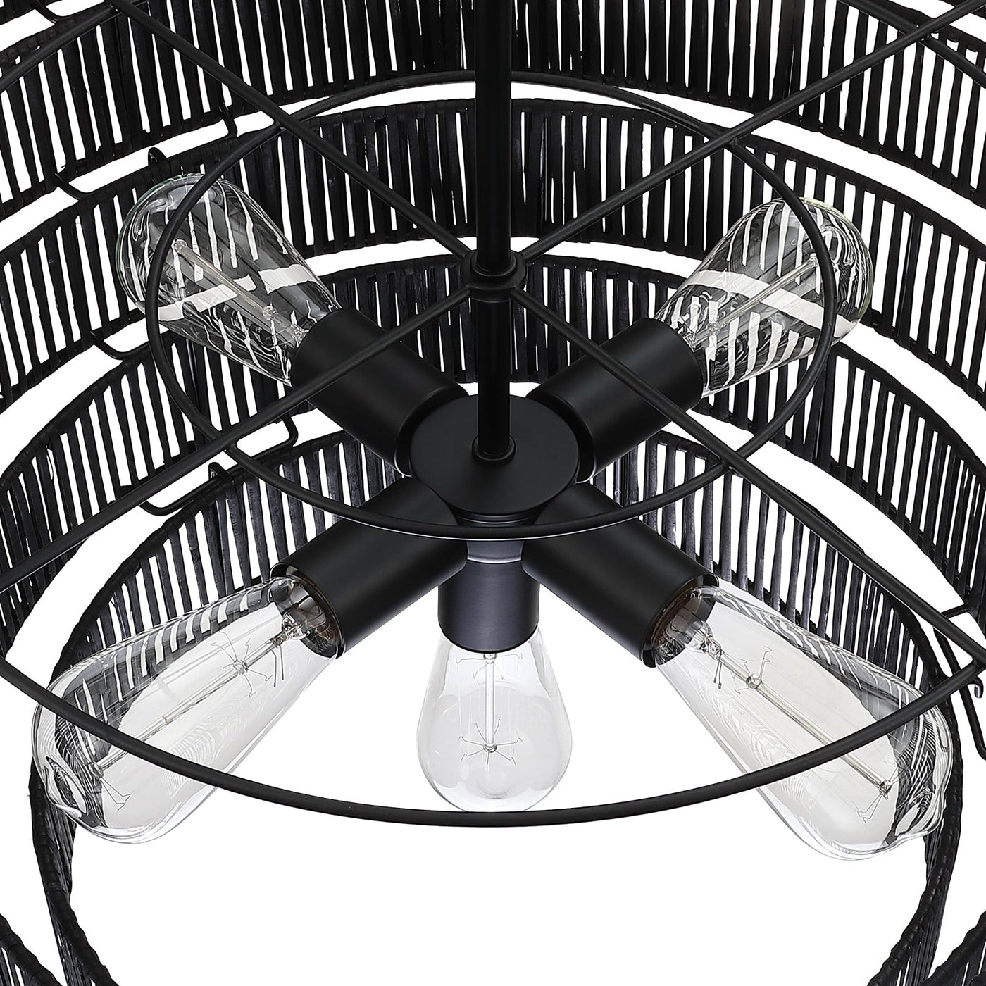 Piersan 5-Light Modern Bohemian Chandelier with Tiered Rattan Shade - 26 in. W