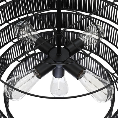 Piersan 5-Light Modern Bohemian Chandelier with Tiered Rattan Shade - 26 in. W