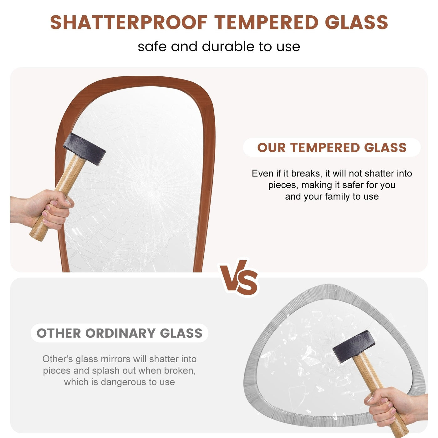 Pine Frame Cobblestone Shaped Asymmetrical Wall Mirror