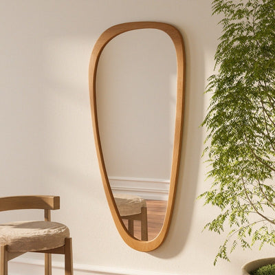 Pine Frame Cobblestone Shaped Asymmetrical Wall Mirror