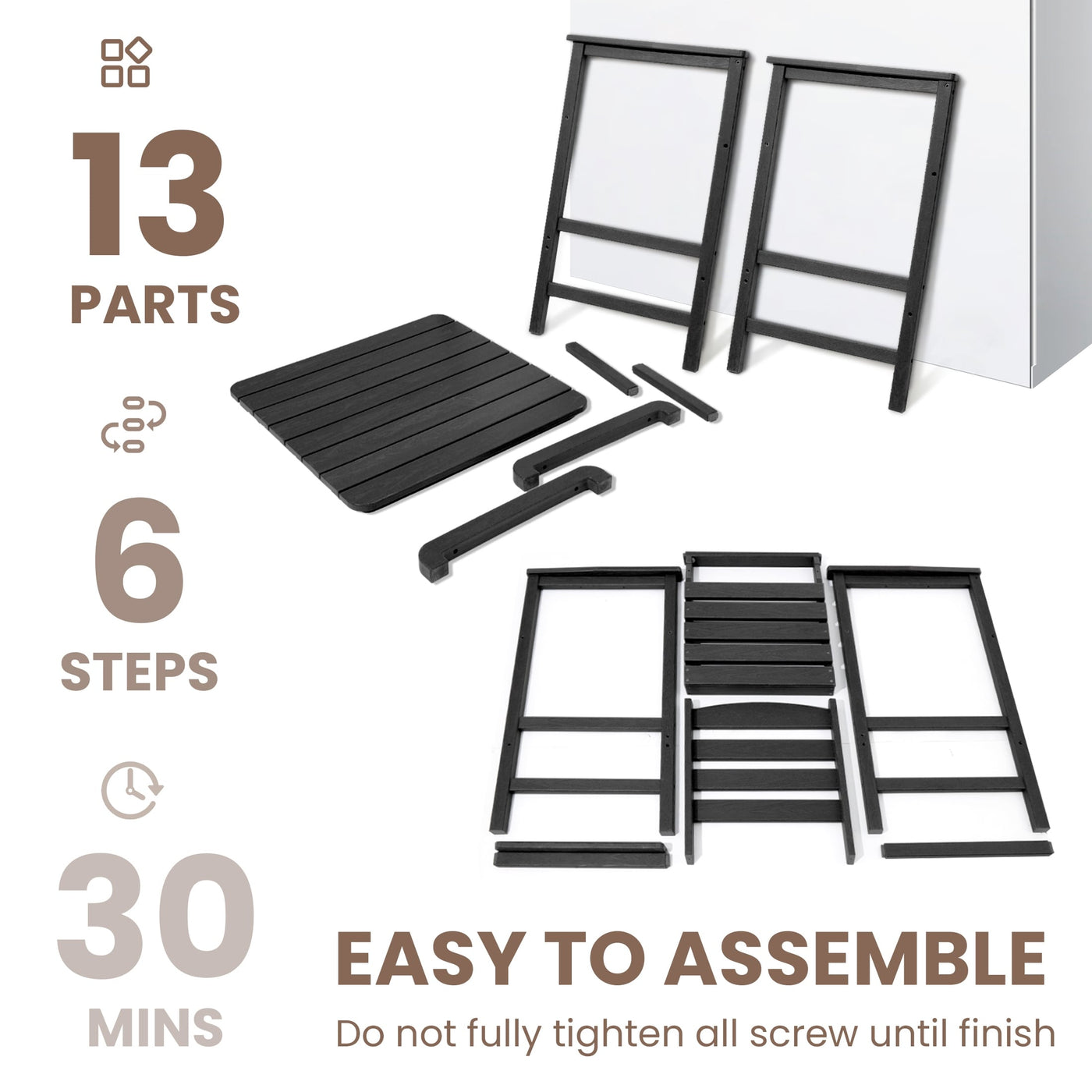 Plastic Tall adirondack Chair Set Of 3-Piece Patio Conversation Set
