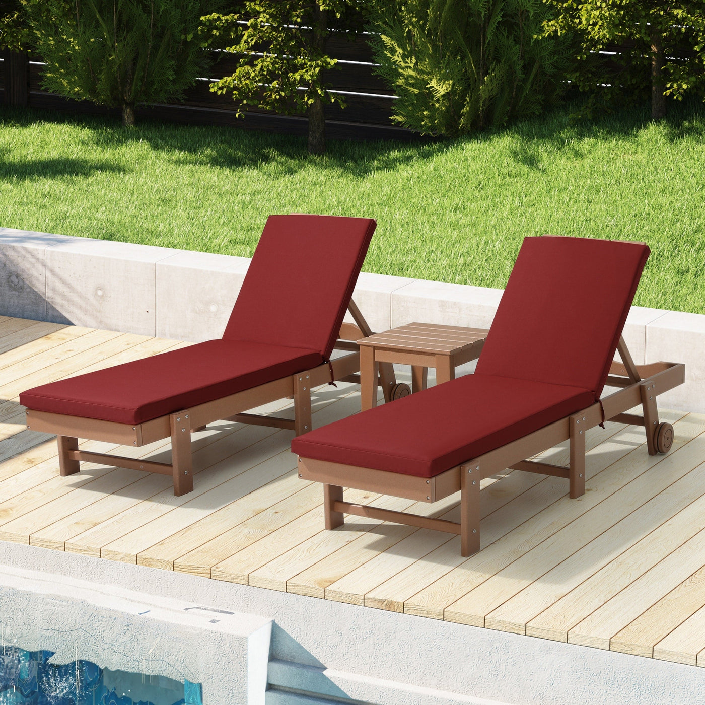 Polytrends Fading Free All Weather Outdoor Patio Chaise Lounge Cushions - (Set of 2)