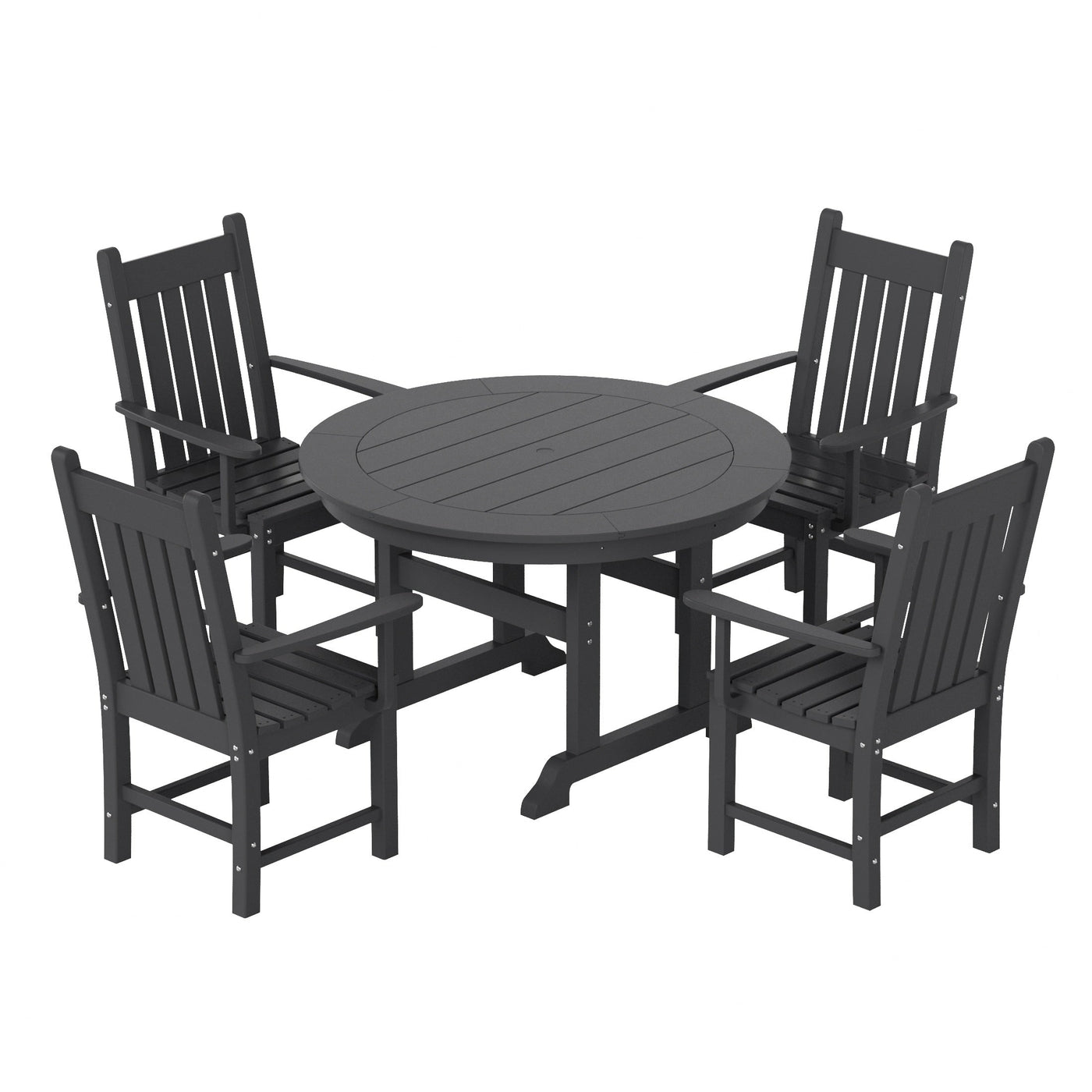 Polytrends Laguna Hdpe All Weather Outdoor Patio Dining Set with Round Table, Armchairs (5-Piece Set)