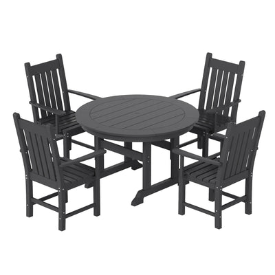 Polytrends Laguna Hdpe All Weather Outdoor Patio Dining Set with Round Table, Armchairs (5-Piece Set)