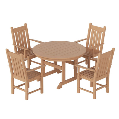 Polytrends Laguna Hdpe All Weather Outdoor Patio Dining Set with Round Table, Armchairs (5-Piece Set)