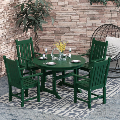 Polytrends Laguna Hdpe All Weather Outdoor Patio Dining Set with Round Table, Armchairs (5-Piece Set)