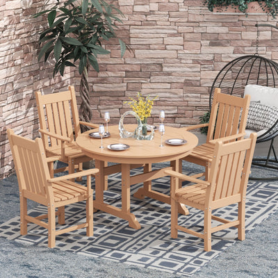 Polytrends Laguna Hdpe All Weather Outdoor Patio Dining Set with Round Table, Armchairs (5-Piece Set)