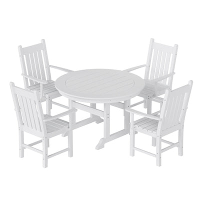 Polytrends Laguna Hdpe All Weather Outdoor Patio Dining Set with Round Table, Armchairs (5-Piece Set)