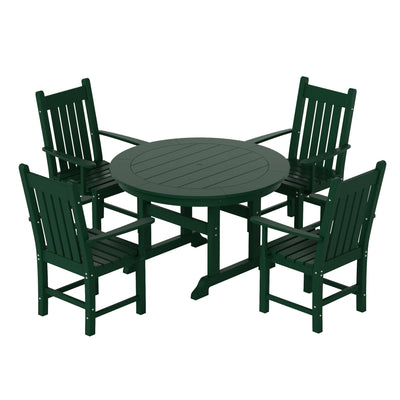 Polytrends Laguna Hdpe All Weather Outdoor Patio Dining Set with Round Table, Armchairs (5-Piece Set)