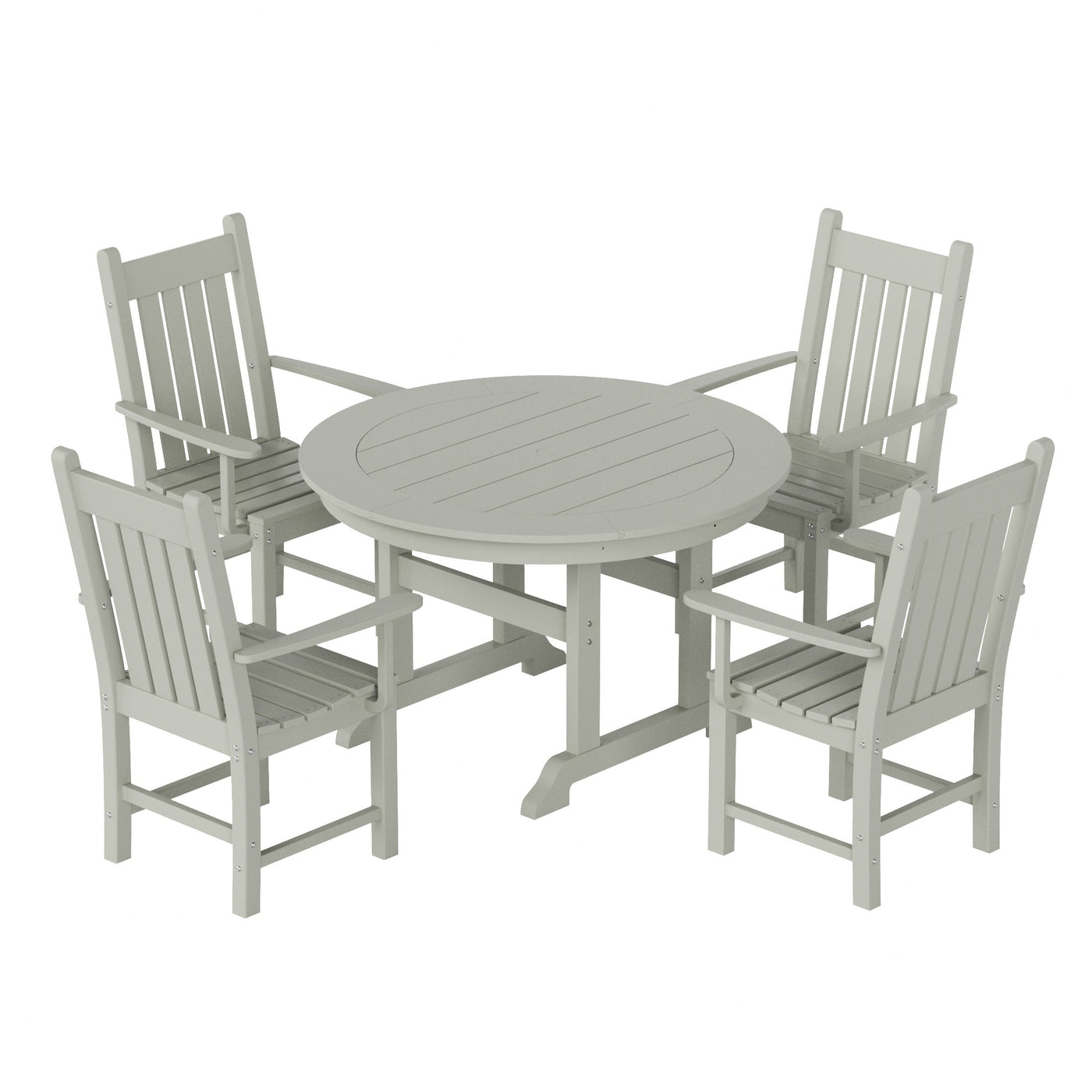 Polytrends Laguna Hdpe All Weather Outdoor Patio Dining Set with Round Table, Armchairs (5-Piece Set)
