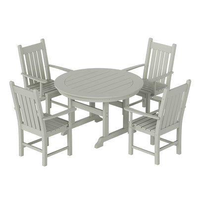 Polytrends Laguna Hdpe All Weather Outdoor Patio Dining Set with Round Table, Armchairs (5-Piece Set)