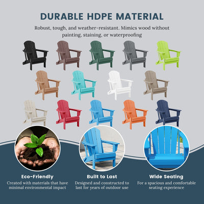 Polytrends Laguna Fade Resistant All Weather Outdoor Patio Folding Adirondack Chair