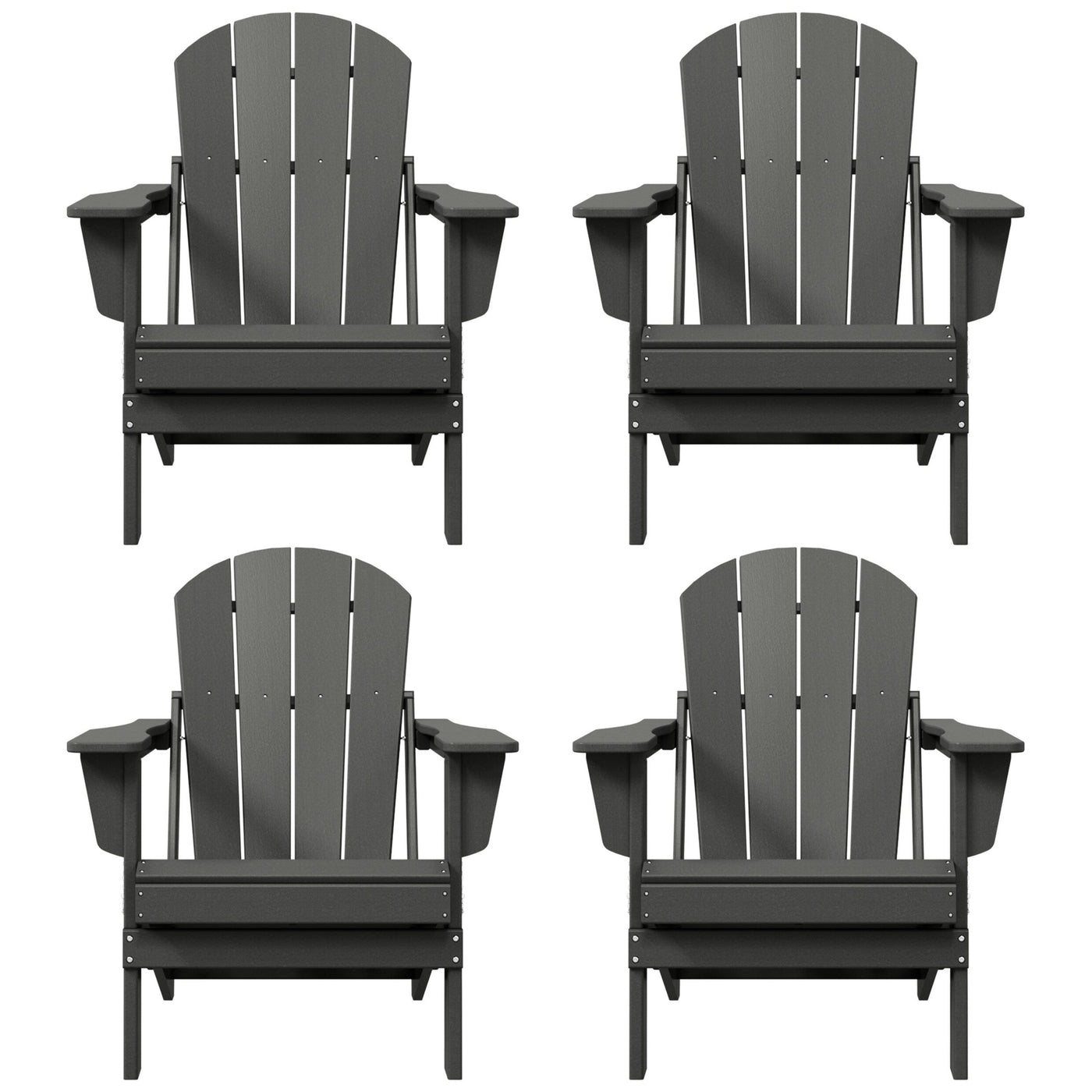 Polytrends Laguna Weather Resistant Outdoor Patio Folding Adirondack Chairs (Set of 4)