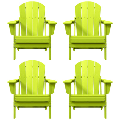 Polytrends Laguna Weather Resistant Outdoor Patio Folding Adirondack Chairs (Set of 4)