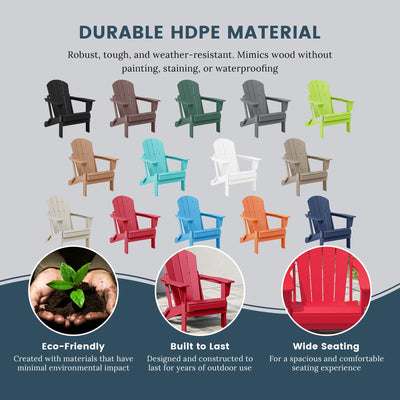 Polytrends Laguna Weather Resistant Outdoor Patio Folding Adirondack Chairs (Set of 4)