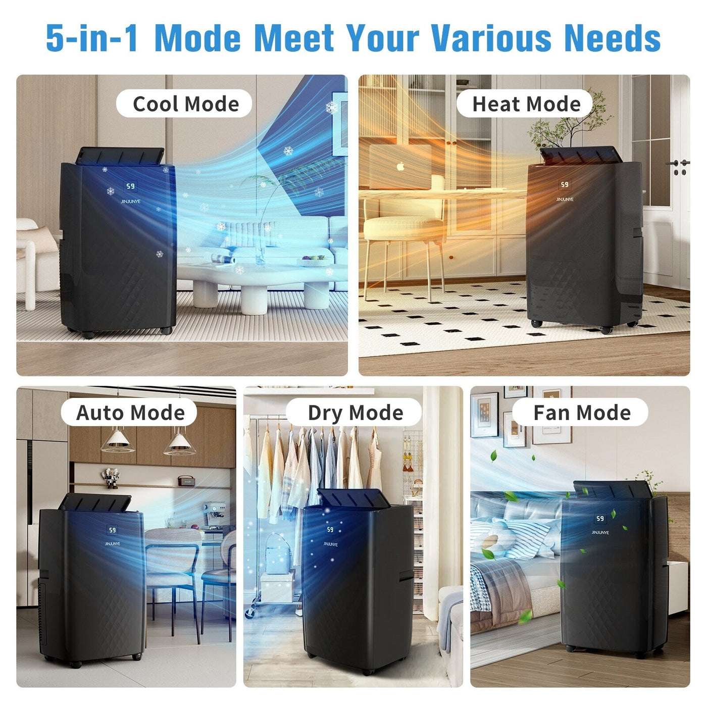 Portable Air Conditioner with Heater – 12000 BTU Cooling & 10000 BTU Heating for Rooms up to 700 Sq.Ft