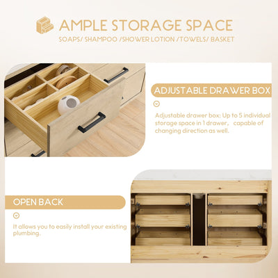 Porto Bath Vanity with White Quartz Stone Top without Mirror